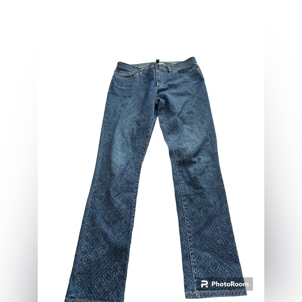 LAUREN RALPH LAUREN Indigo & Faded Diamond Print Modern Skinny Jeans Size 8